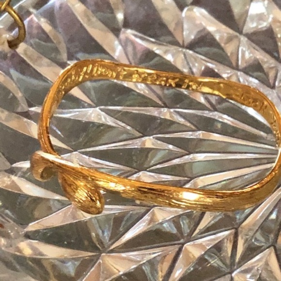 Sophia & Chloe Gold Brushed Bangle with Inscription, Size Small/Medium - Picture 2 of 6